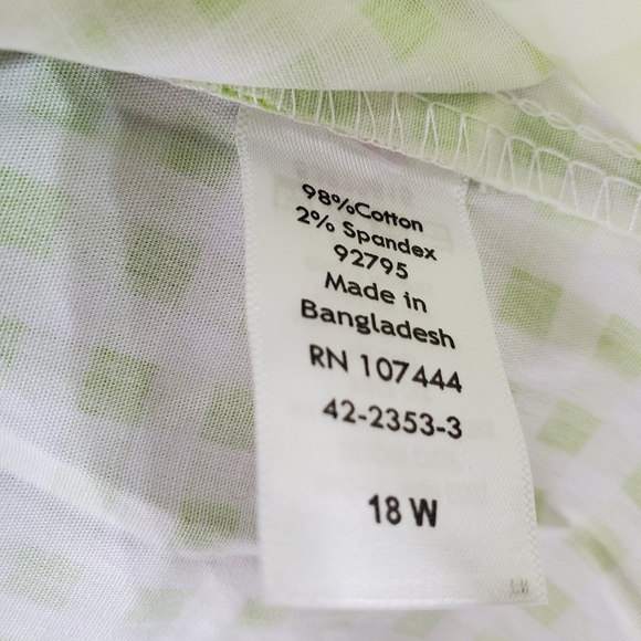 Jessica London Poplin Tunic Button Up Shirt Women's Plus Size 18W Plaid Green - Picture 9 of 13